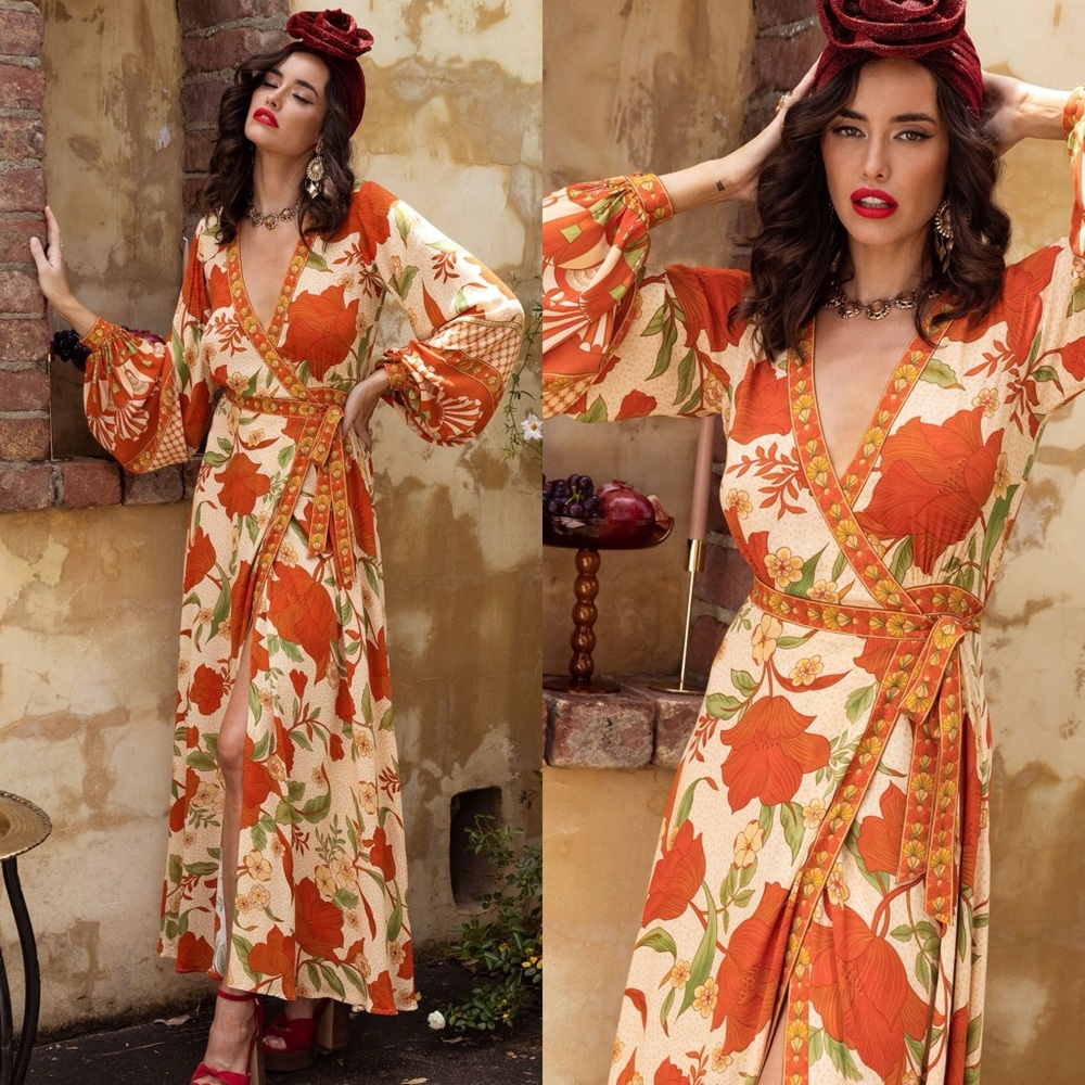 Nine Lives Bazaar Allure Maxi Wrap Dress - Rose - Picture 11 of 11